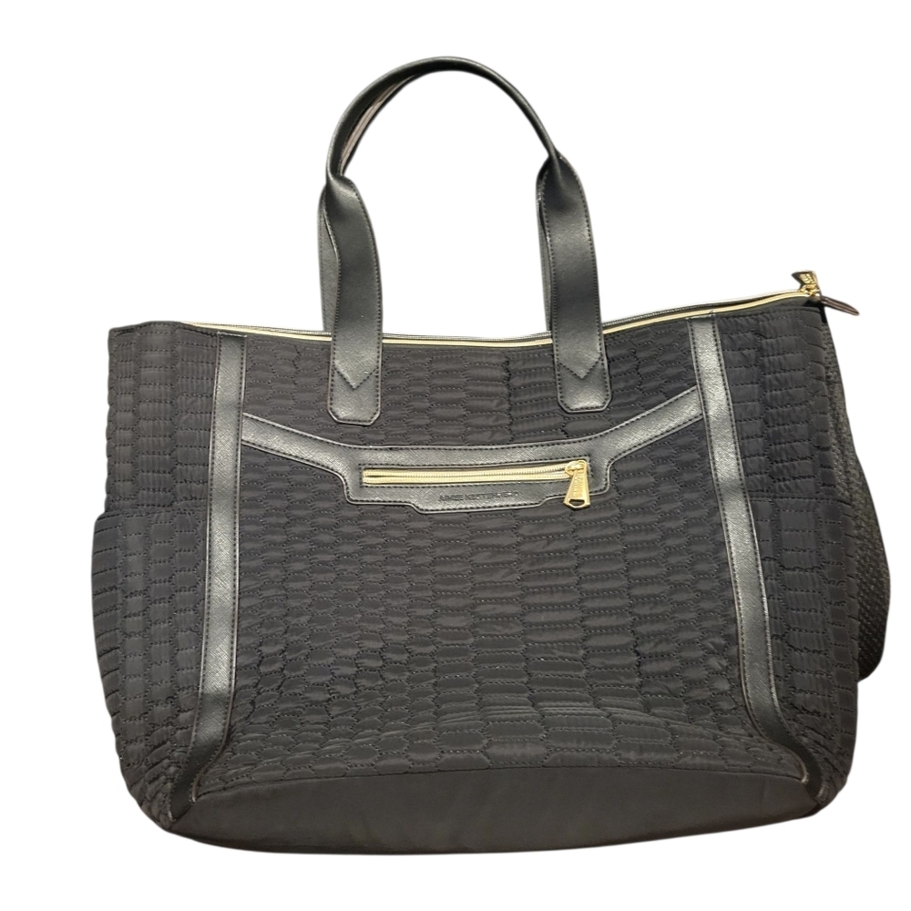 Aimee Kestenberg Large Black Quilted Weekender Tote Handbag Bag Purse